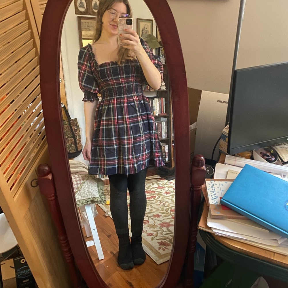 Hill House Black and Red Athena Tartan Mini Dress